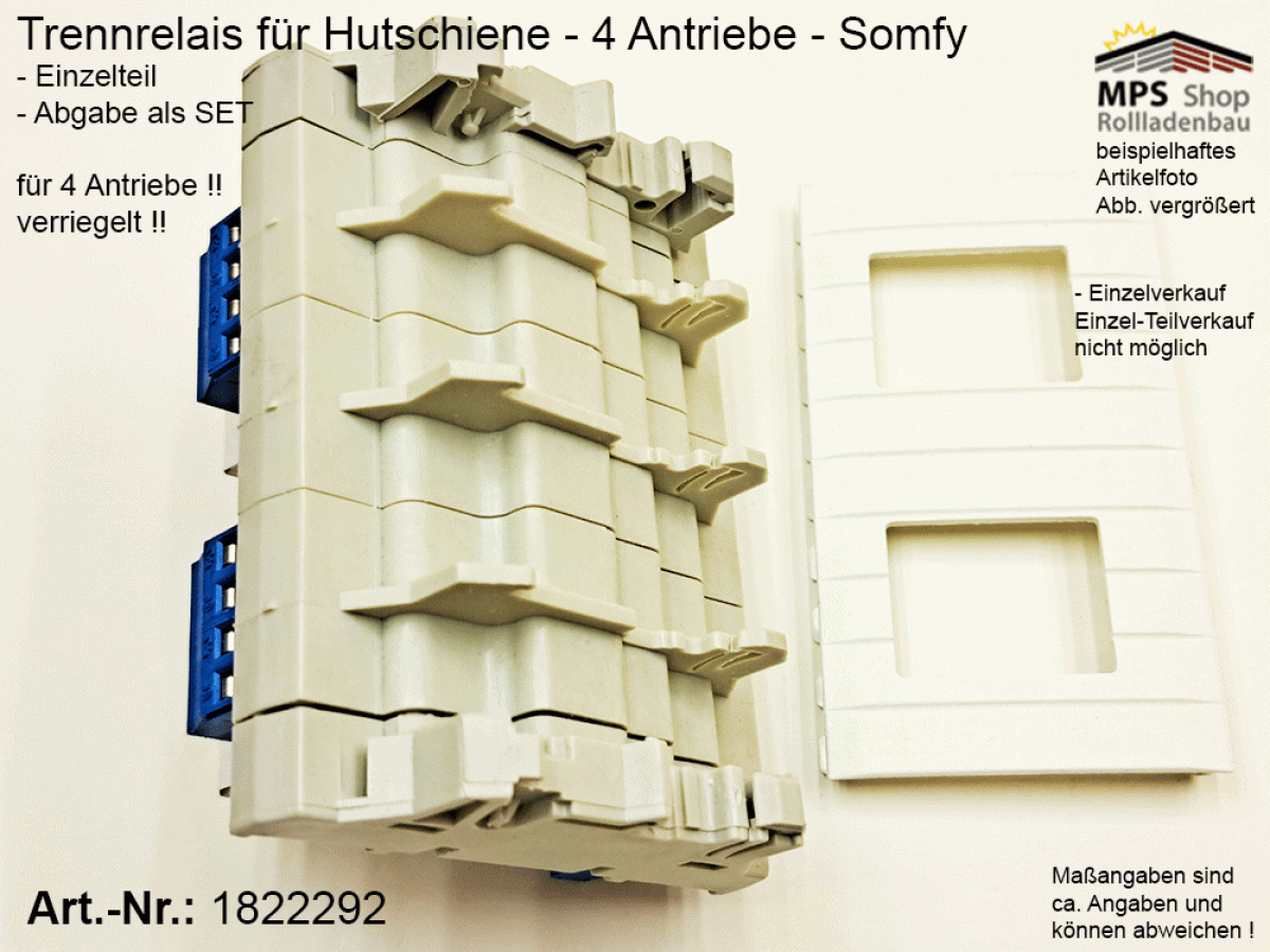 1822292-TR4-DRM-230V~ / Trennrelais für 4 Antriebe für Hutschiene - Somfy