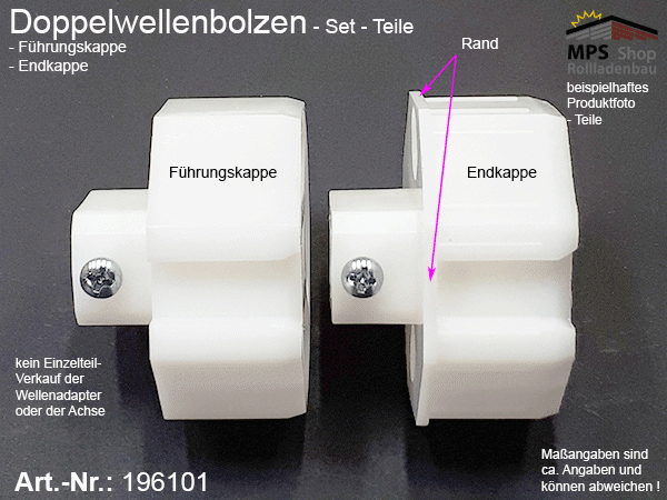 196101 Doppelwellenbolzen SW50-Set, 1 Mini-Kugellager 28x12mm