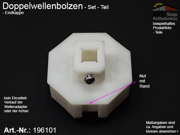 196101 Doppelwellenbolzen SW50-Set, 1 Mini-Kugellager 28x12mm