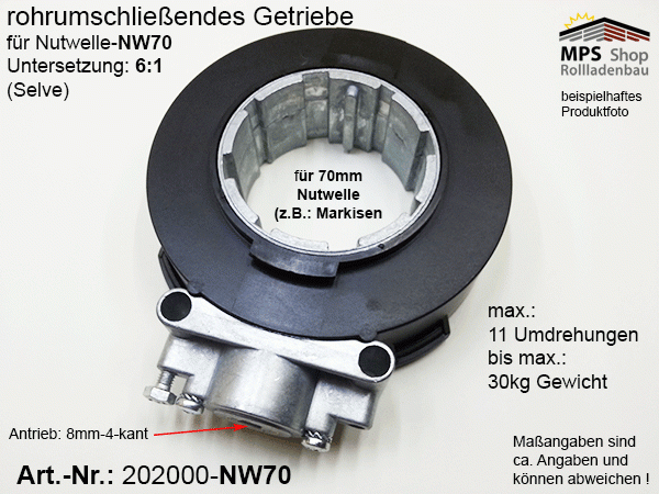 202000 NW70 wellenumschließendes Getriebe, 6:1 mit Anschlag