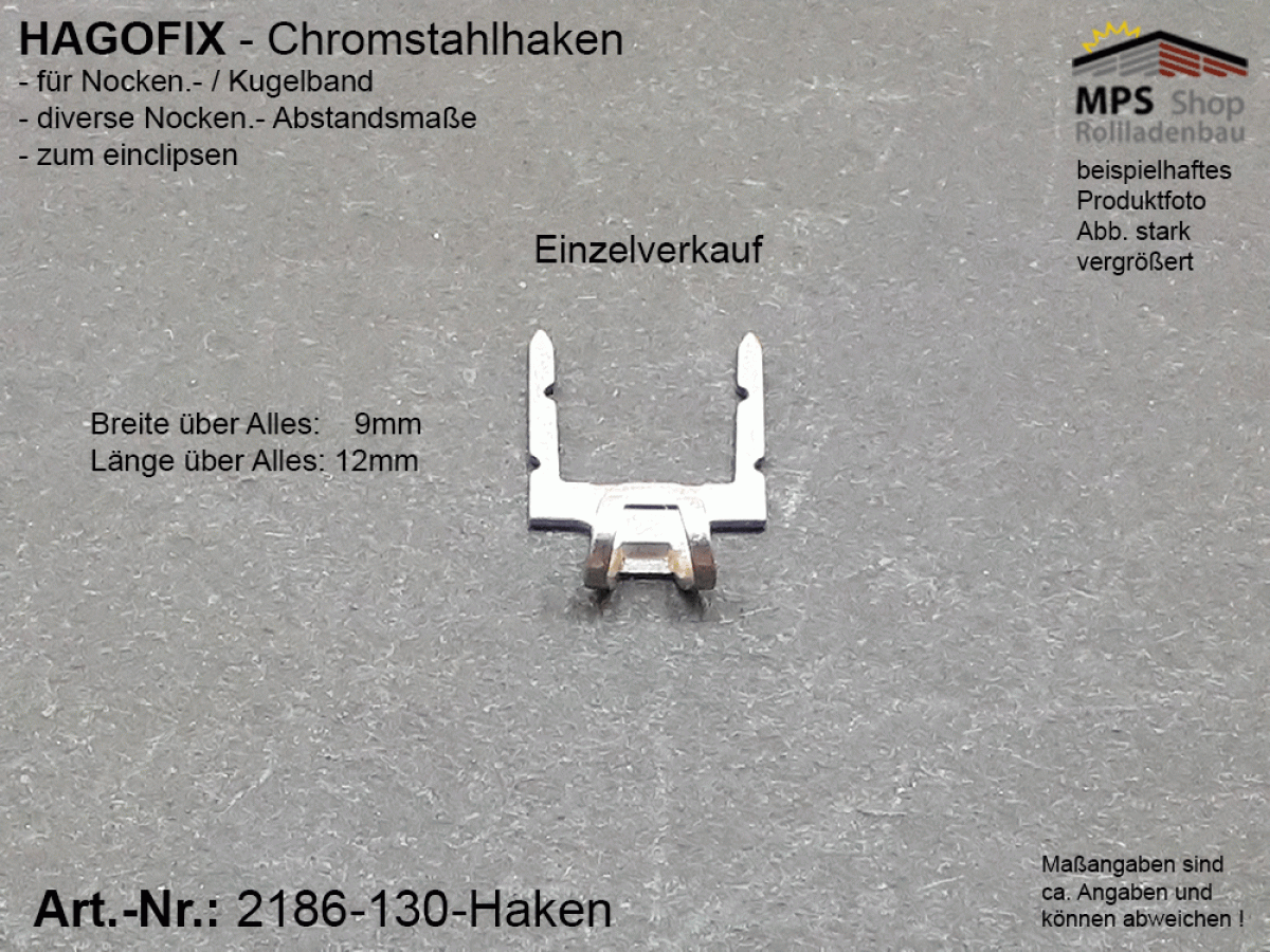 2186-130-Haken, HAGOFIX Chromstahlhaken für Nockenband