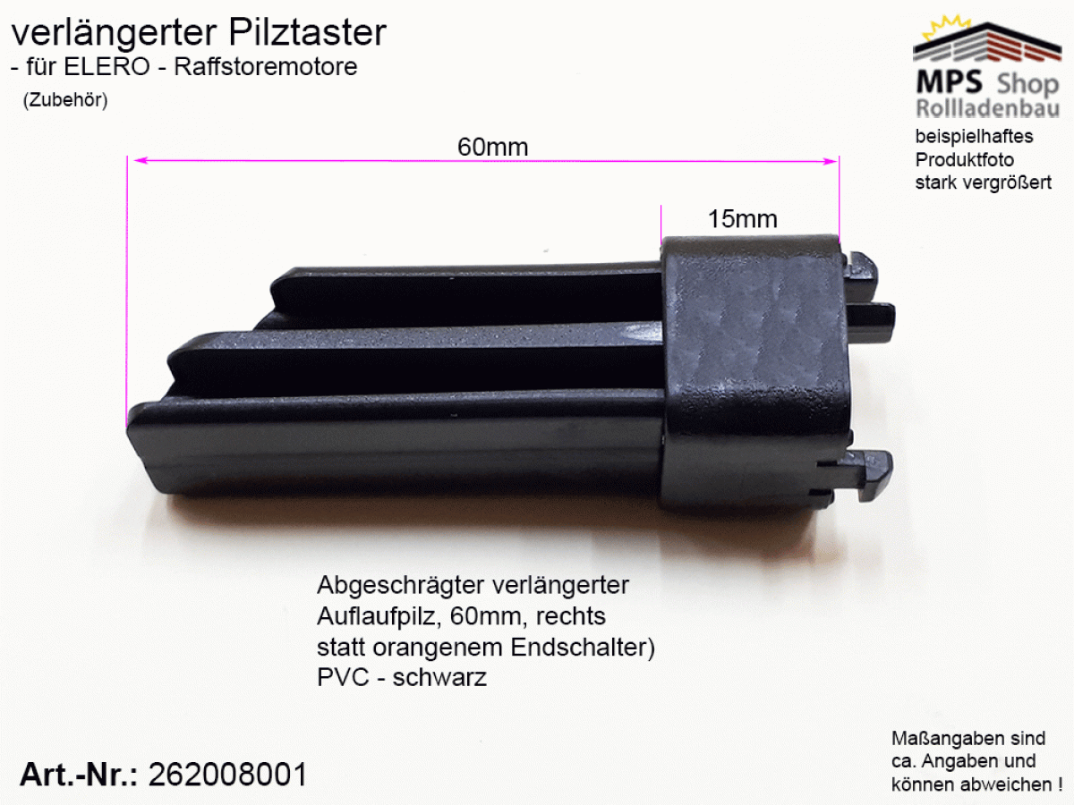 262008001, - 1x - angeschrägter verlängerter Auflaufpilz 60mm