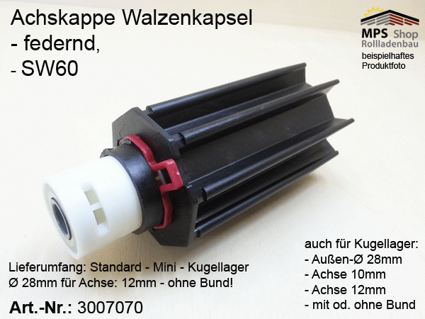 Achskappe, Walzenkapsel federnd SW60 (ROMA)