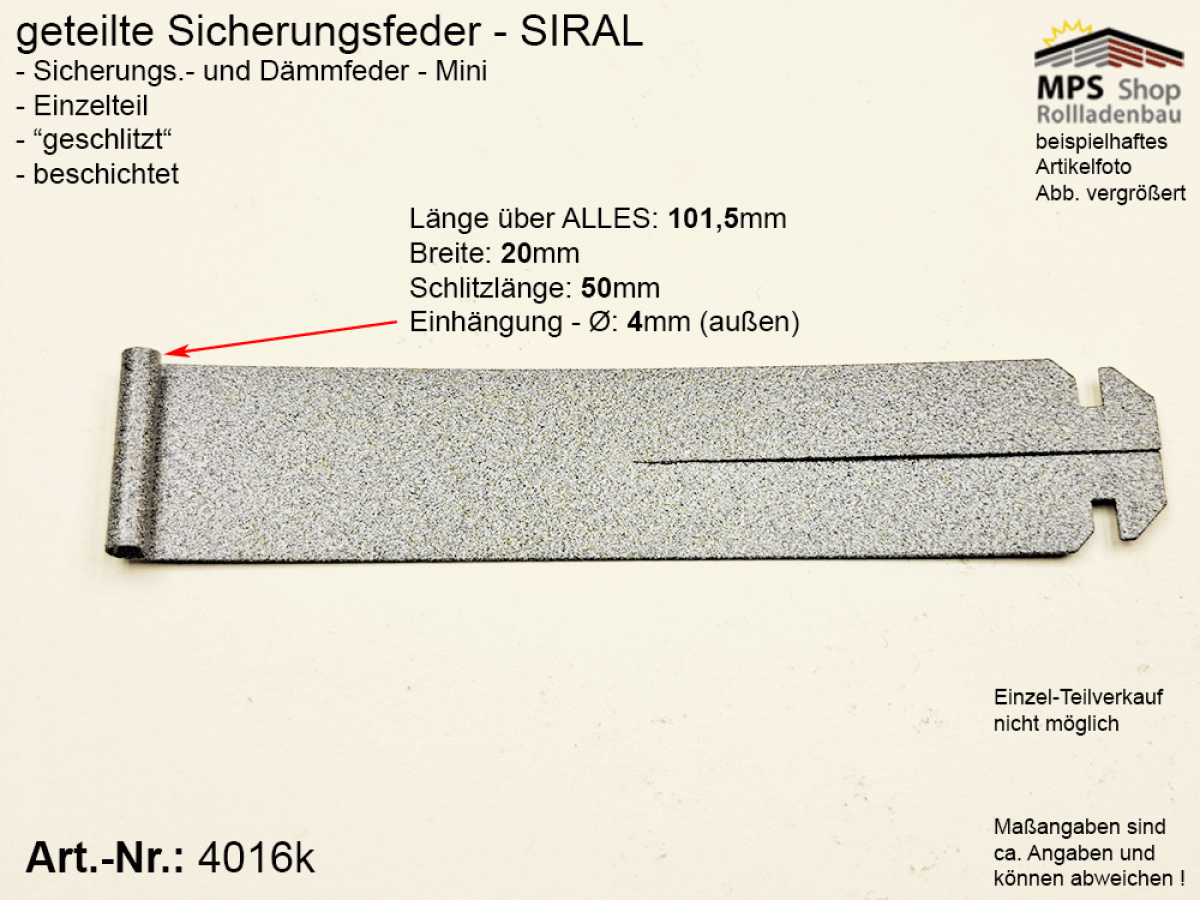4016k Sicherungs.- und Dämmfedert-Mini - SIRAL