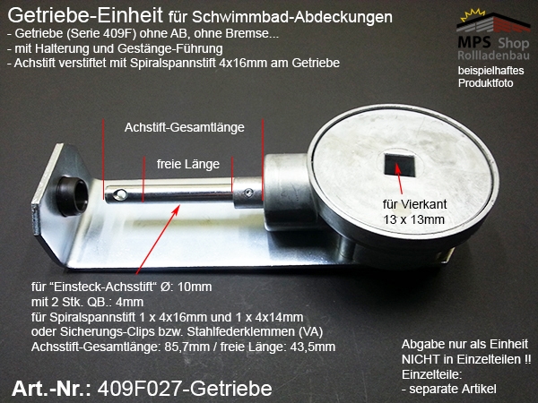 409F027-Getriebe (solo) 3:1 für Schwimmbad-Abdeckungen Pool-Abdeckungen