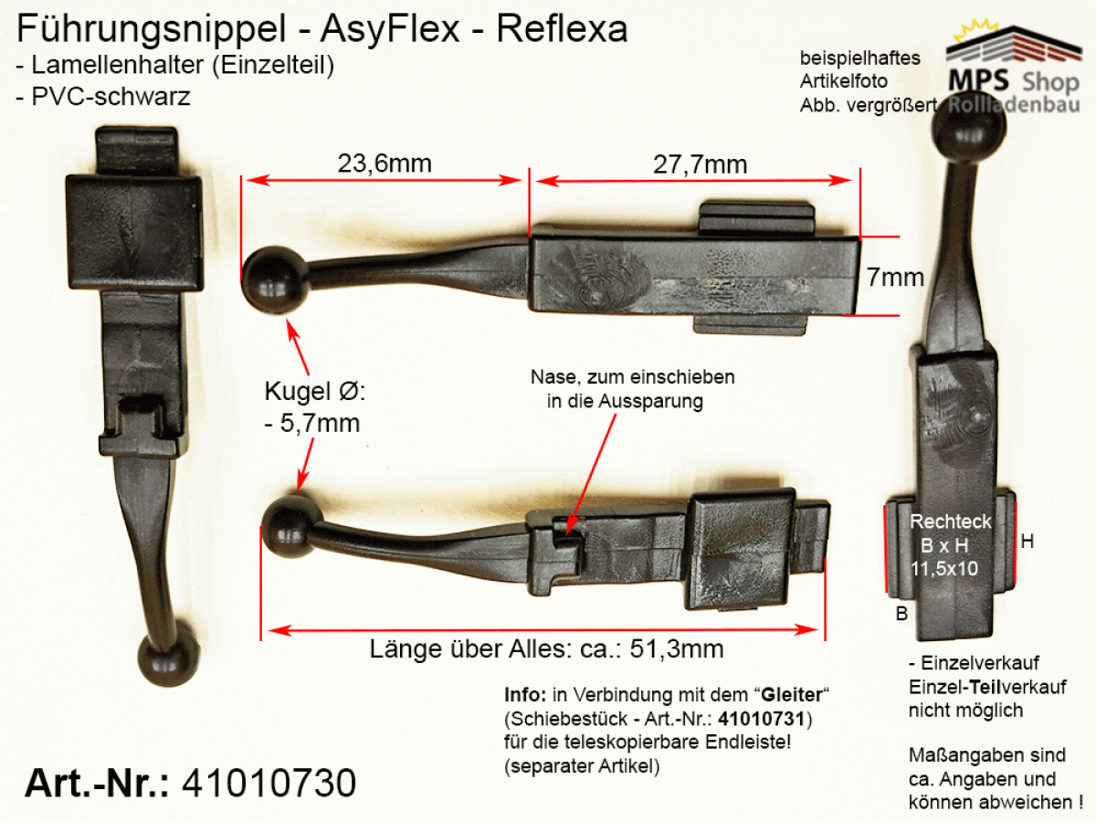 41010730,  Führungsnippel,  AsyFlex,  Reflexa