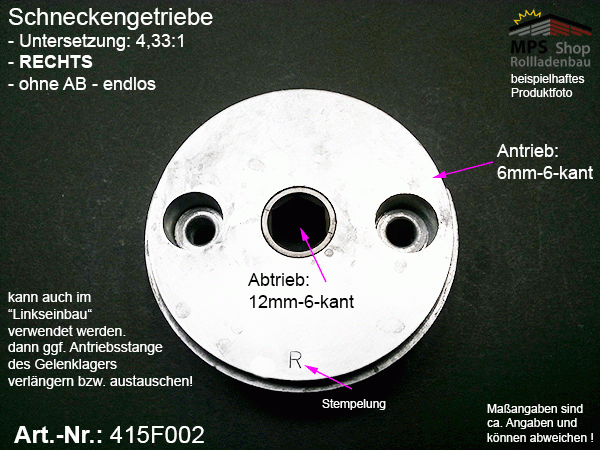 415F002, Schneckengetriebe, Untersetzung 4,33:1-R