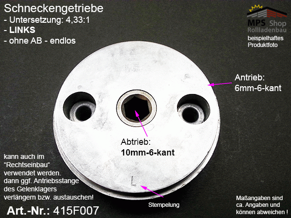 415F007, Schneckengetriebe, Untersetzung 4,33:1-L