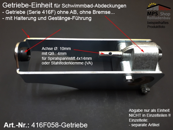 416F058-Getriebe (solo) 7:1 für Schwimmbad-Abdeckungen Pool-Abdeckungen