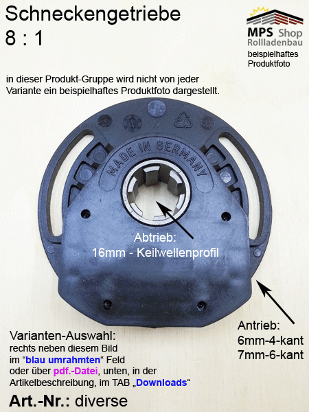 419F001+012, Schneckengetriebe, Untersetzung 8:1