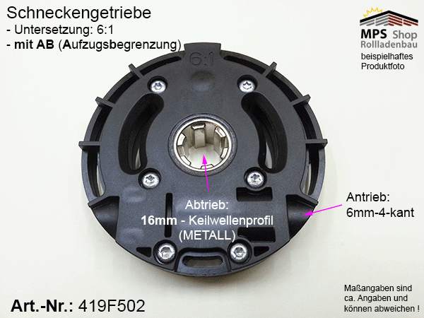 419F502, Schneckengetriebe, Untersetzung 6:1