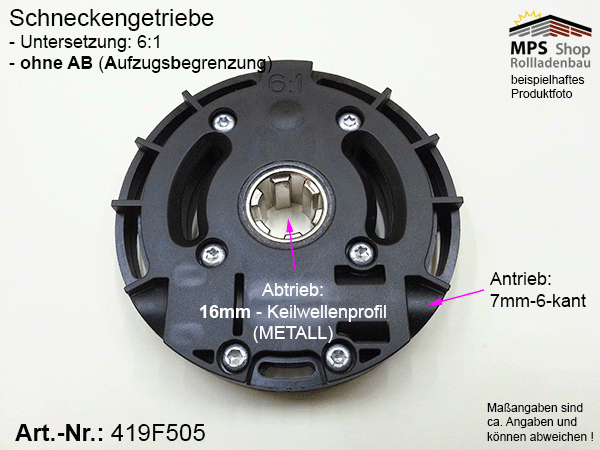 419F505, Schneckengetriebe, Untersetzung 6:1