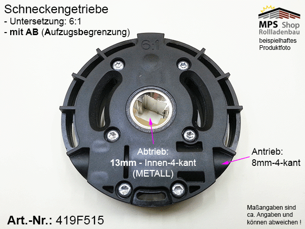 419F515, Schneckengetriebe, Untersetzung 6:1