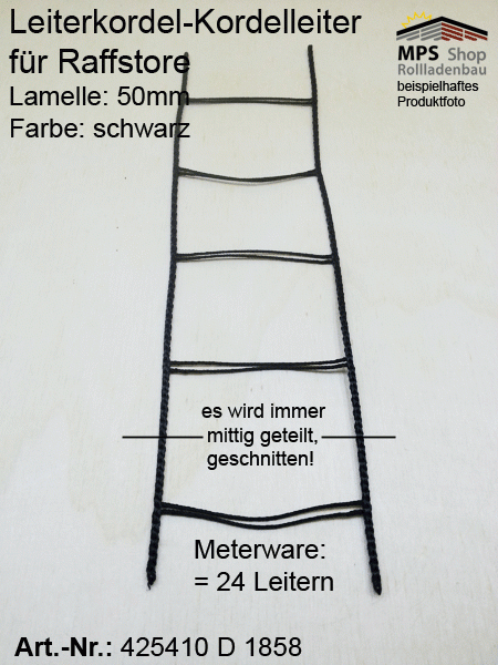 425410D1858, Leiterkordel 50er, schwarz - Zuschnittware