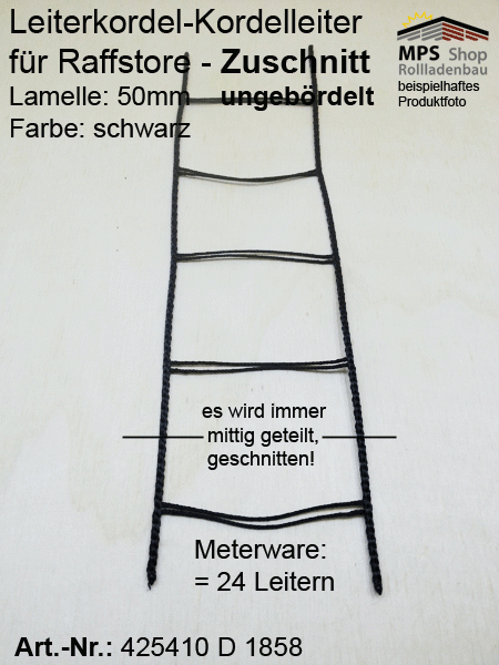 425410D1858, Leiterkordel 50er, schwarz - METERWARE