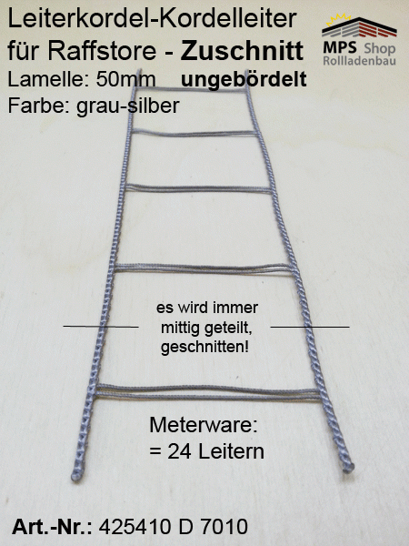 425410D7010,Leiterkordel 50er, grau - Zuschnittware