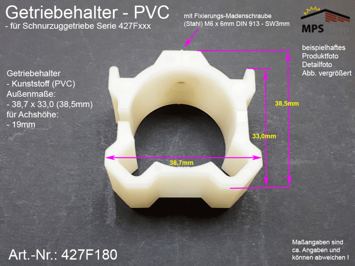 427F180 Getriebehalter PVC Schnurzuggetriebe, Serie 427Fxxx