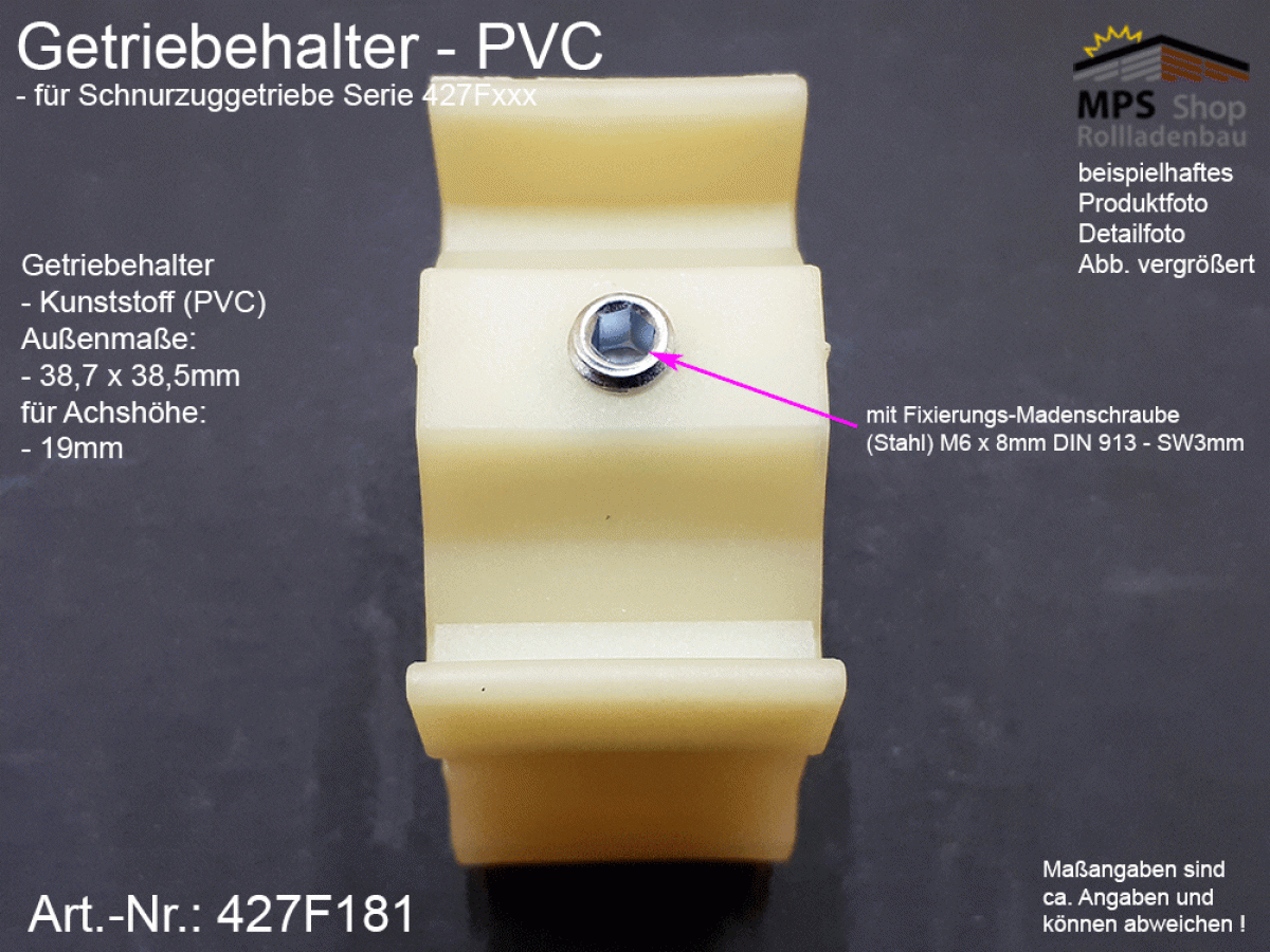 427F181 Getriebehalter PVC Schnurzuggetriebe, Serie 427Fxxx