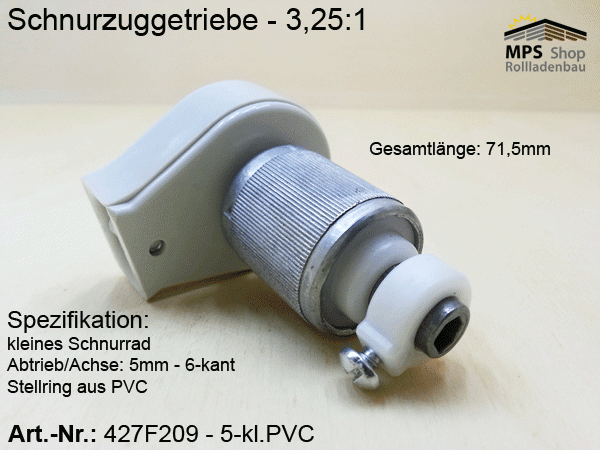 Schnurzuggetriebe, Jalousie, Raffstore-Getriebe, Serie 427F2xx - 3,25:1