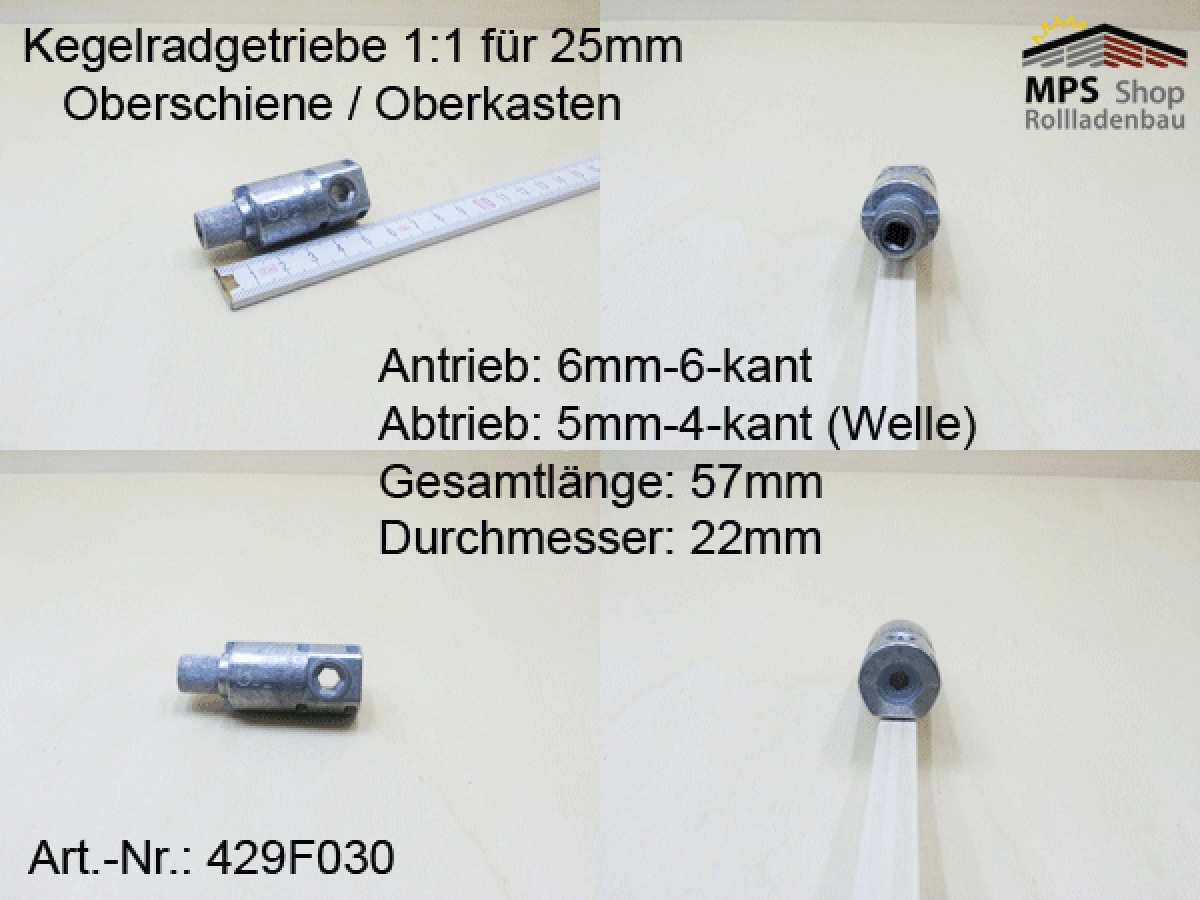 Kegelradgetriebe, Jalousie, Raffstore-Getriebe, Serie 429Fxxx - 1:1