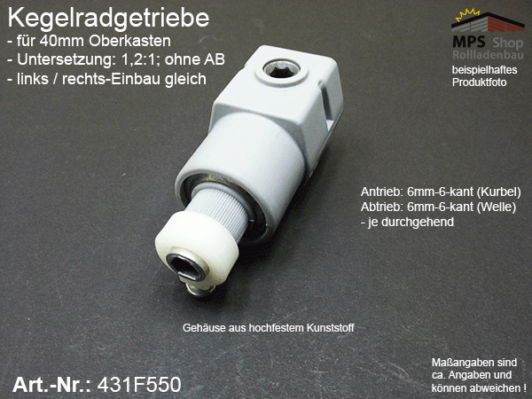 431F550, Jalousie-Getriebe, Raffstore-Getriebe 1,2:1, 40er Oberkasten