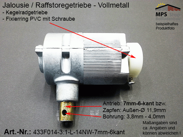 433F014 - 3:1-LINKS - Welle 14NW - Antrieb 7/6kant