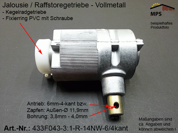 433F043 - 3:1-RECHTS - Welle 14NW - Antrieb 6/4kant