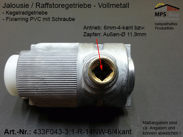 433F043 - 3:1-RECHTS - Welle 14NW - Antrieb 6/4kant