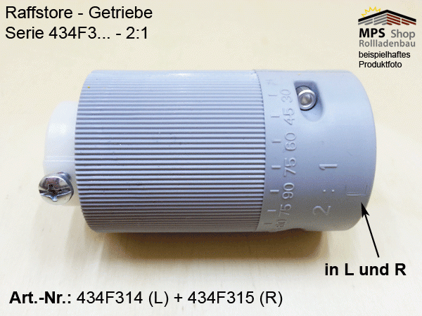 Jalousie-Getriebe, Raffstore-Getriebe, Serie 434F3.. 2:1, mit Antriebs-Zapfen