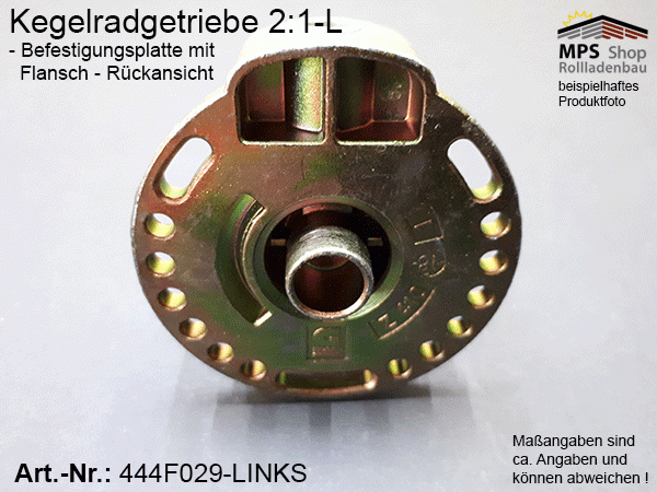 444F029-L (links) Kegelradgetriebe 2:1 WERU-Kopf SW40 (38mm) kl.Fuß Flansch