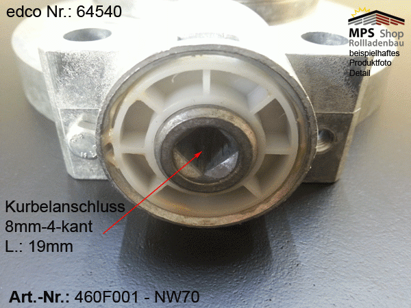 460F001 (edco 64540), wellenumschließendes Kegelradgetriebe mit AB, NW70, 8:1