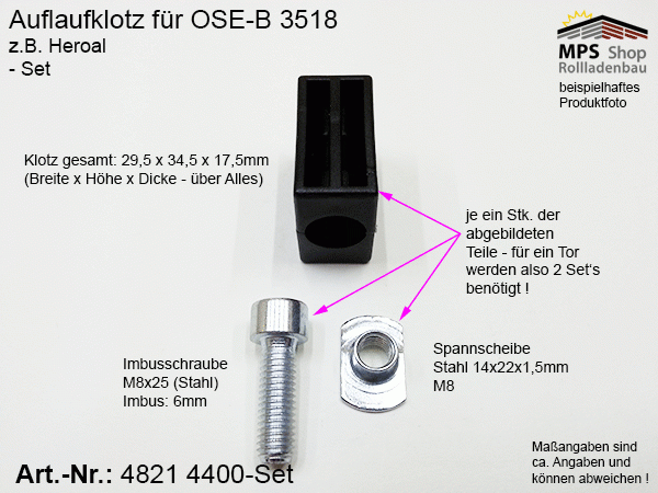 48214400-Set, Auflaufklotz für OSE-B 3518