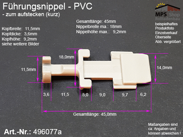 496077a Führungsnippel PVC grau, kurz