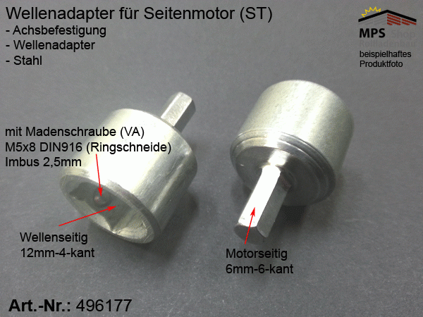 496177 Kupplung außen 6/6kant auf innen 12/4kant