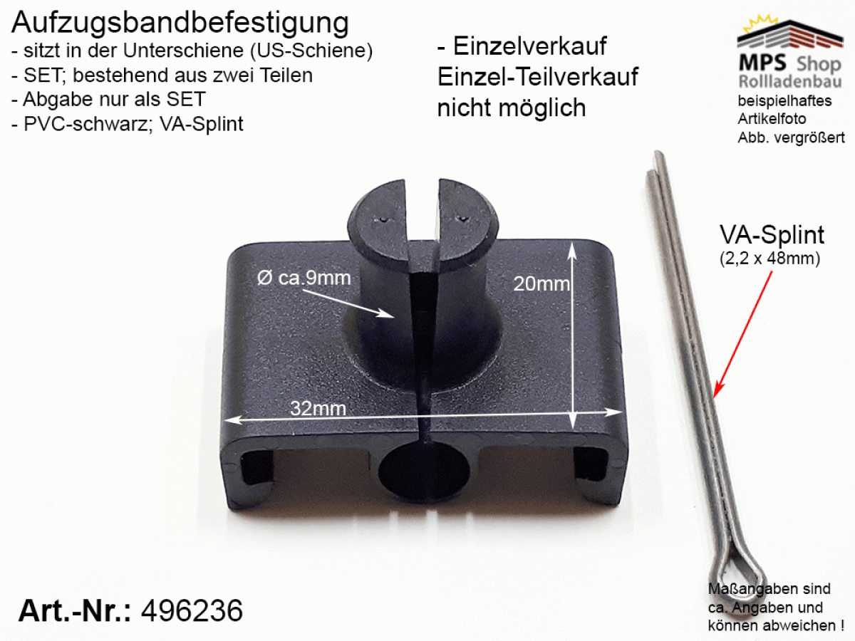 496236-Set, US-TEX-Band-Befestigung, PVC, schwarz, VA-Splint