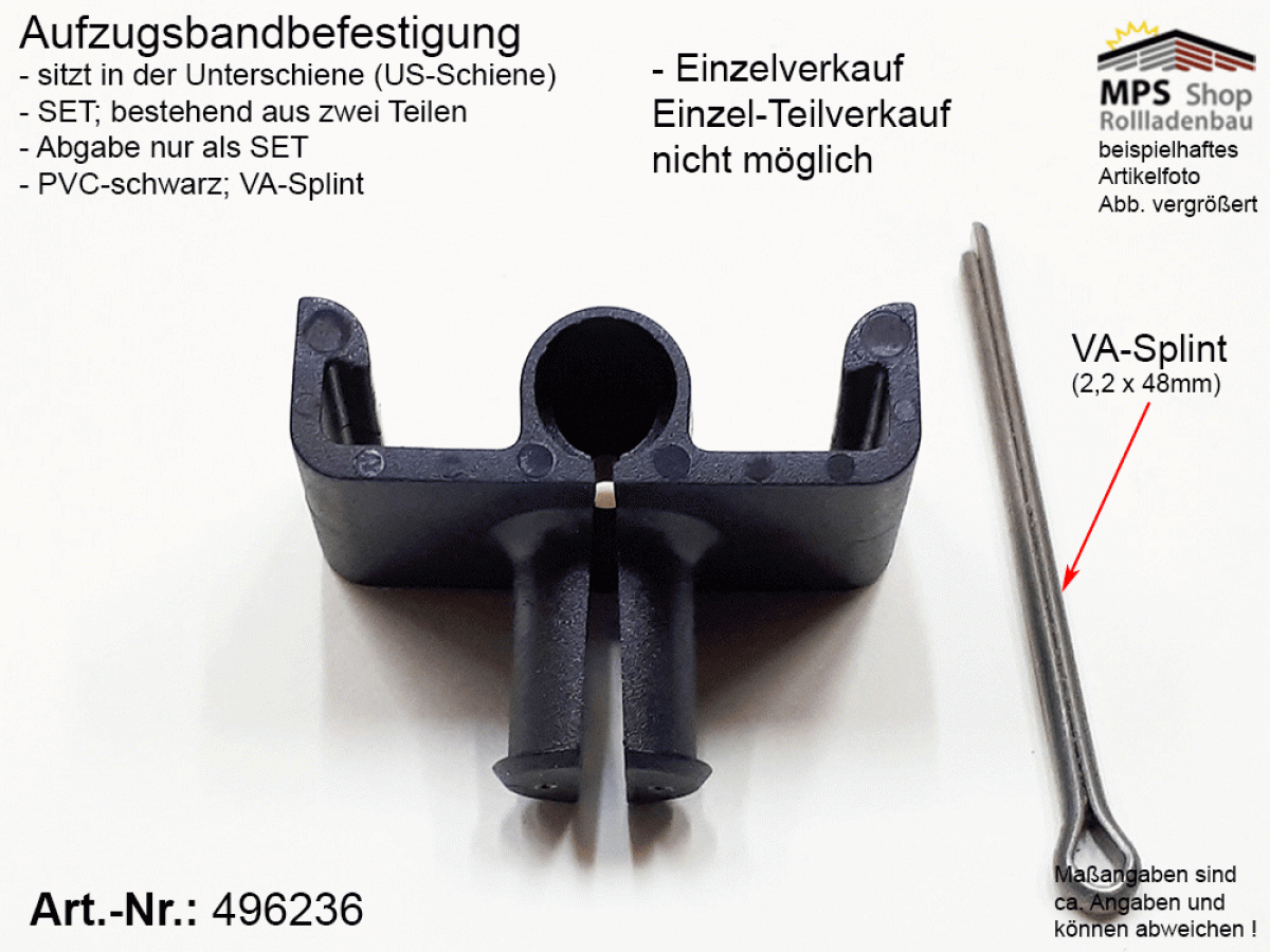 496236-Set, US-TEX-Band-Befestigung, PVC, schwarz, VA-Splint