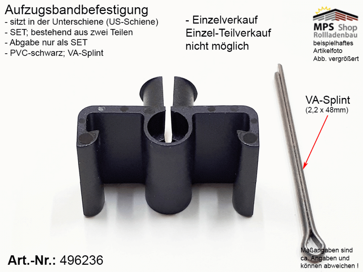 496236-Set, US-TEX-Band-Befestigung, PVC, schwarz, VA-Splint