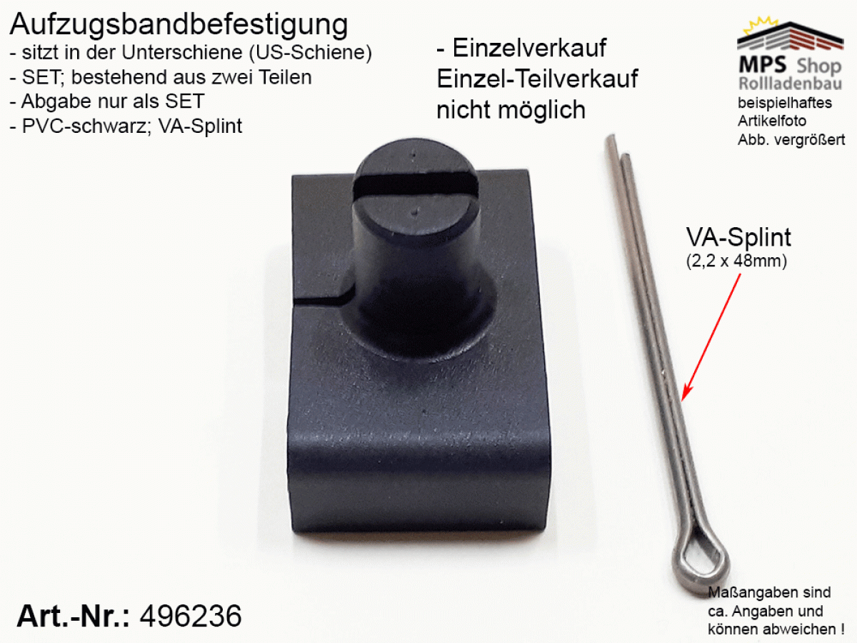 496236-Set, US-TEX-Band-Befestigung, PVC, schwarz, VA-Splint