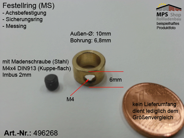 496268 Feststellring (MS) ca. 6,8x10x6 mit Madenschraube (ST) M4x4