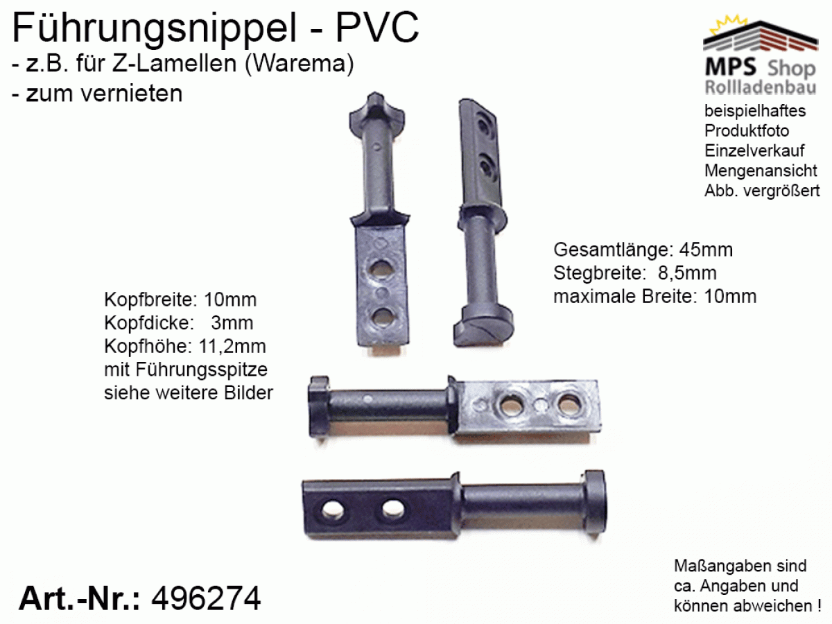 496274 Führungsnippel PVC schwarz - Z-Lamelle