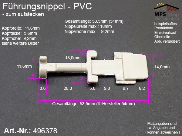 496378 Führungsnippel PVC grau, lang