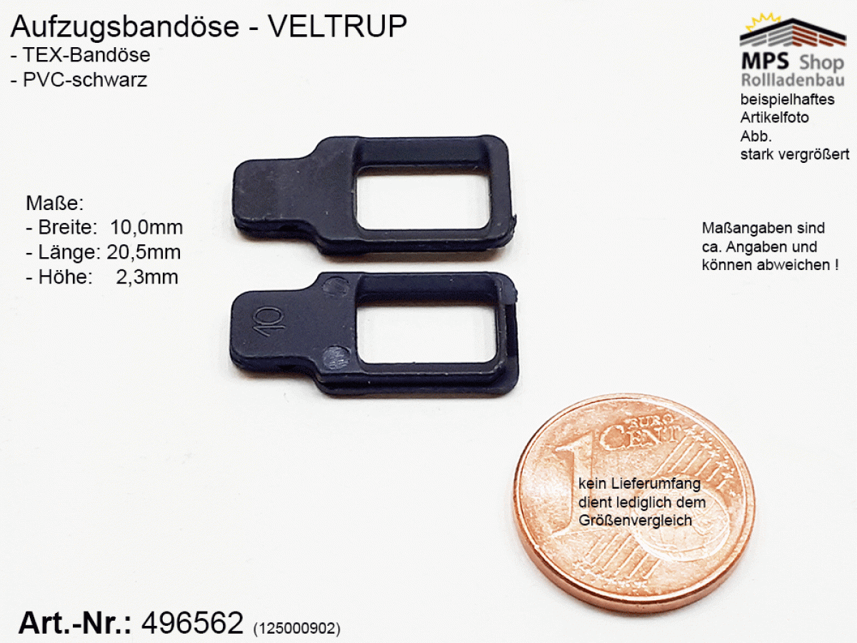 496562, TEX-Bandöse, Aufzugsbandöse, VELTRUP, PVC-schwarz