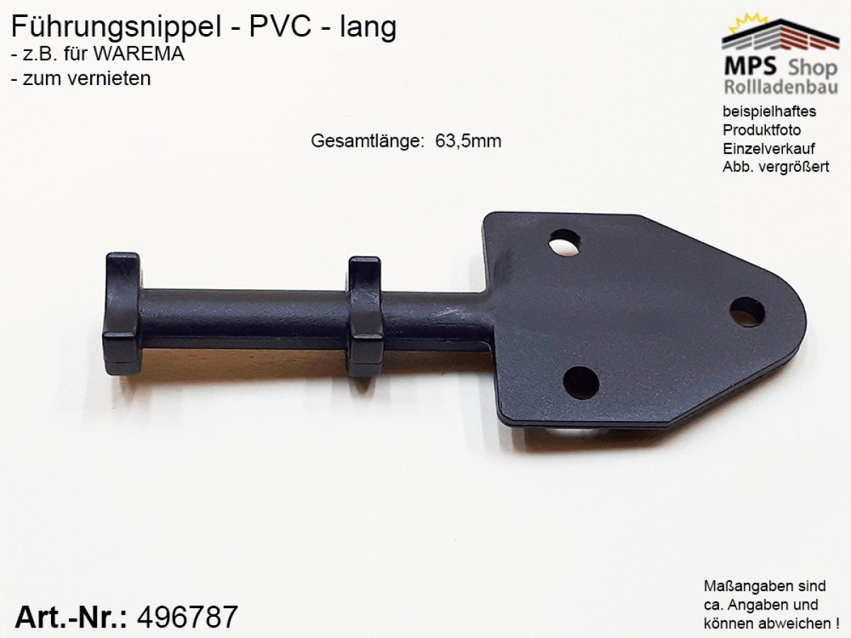 496787 Führungsnippel PVC 63,5mm schwarz, lang - Warema