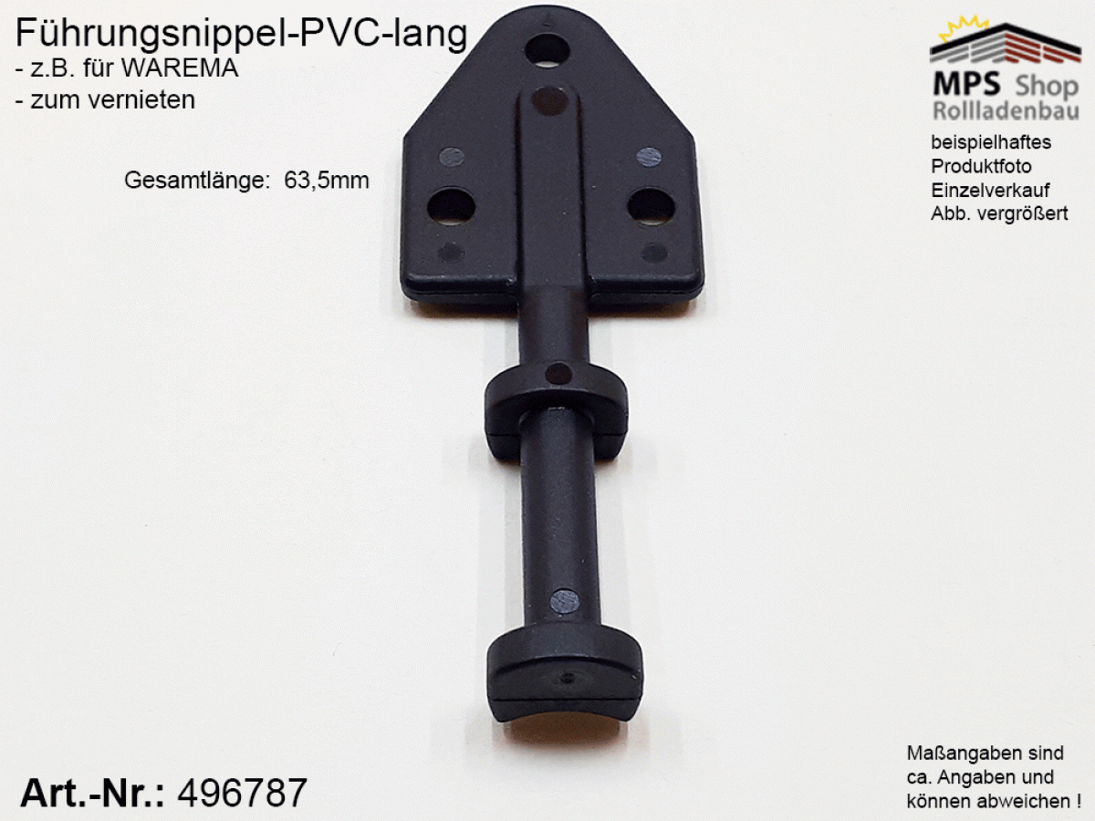 496787 Führungsnippel PVC 63,5mm schwarz, lang - Warema