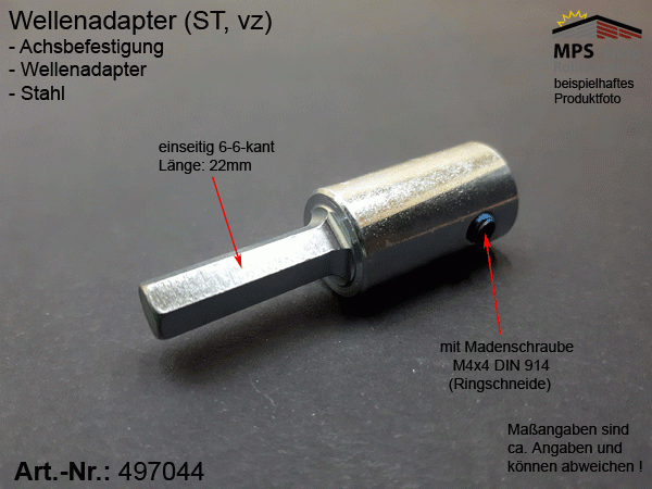 497044 Kupplung außen 6/6kant auf innen 6/4kant