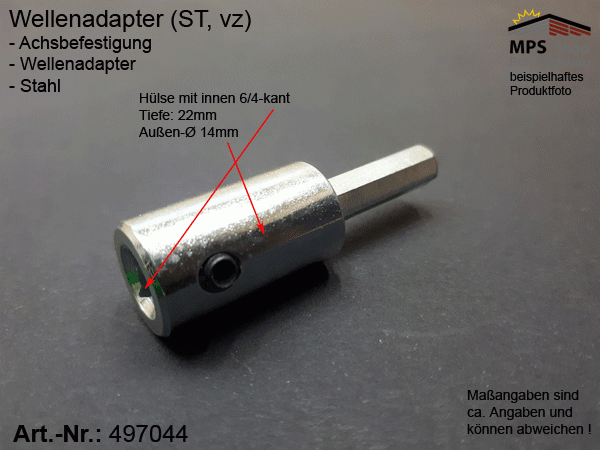 497044 Kupplung außen 6/6kant auf innen 6/4kant