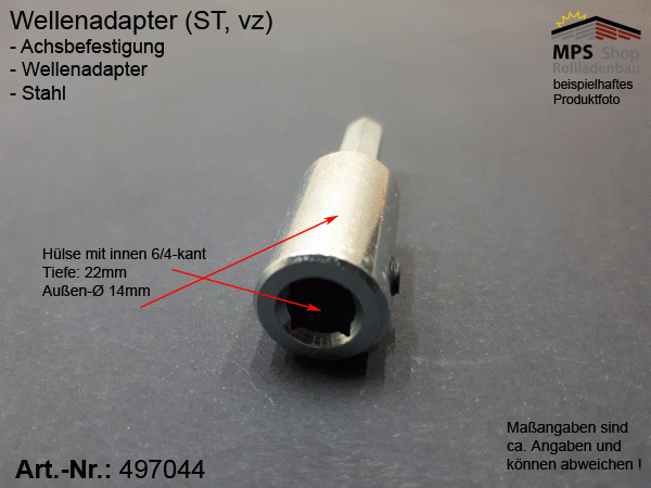 497044 Kupplung außen 6/6kant auf innen 6/4kant