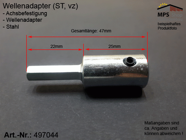 497044 Kupplung außen 6/6kant auf innen 6/4kant