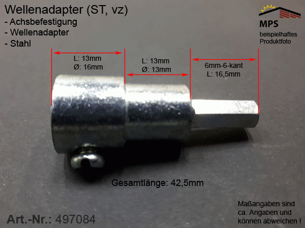 497084 Kupplung außen 6/6kant auf innen 7/4kant