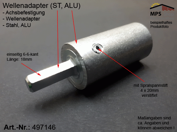 497146 Kupplung außen 6/6kant auf innen 14er Nutrohr